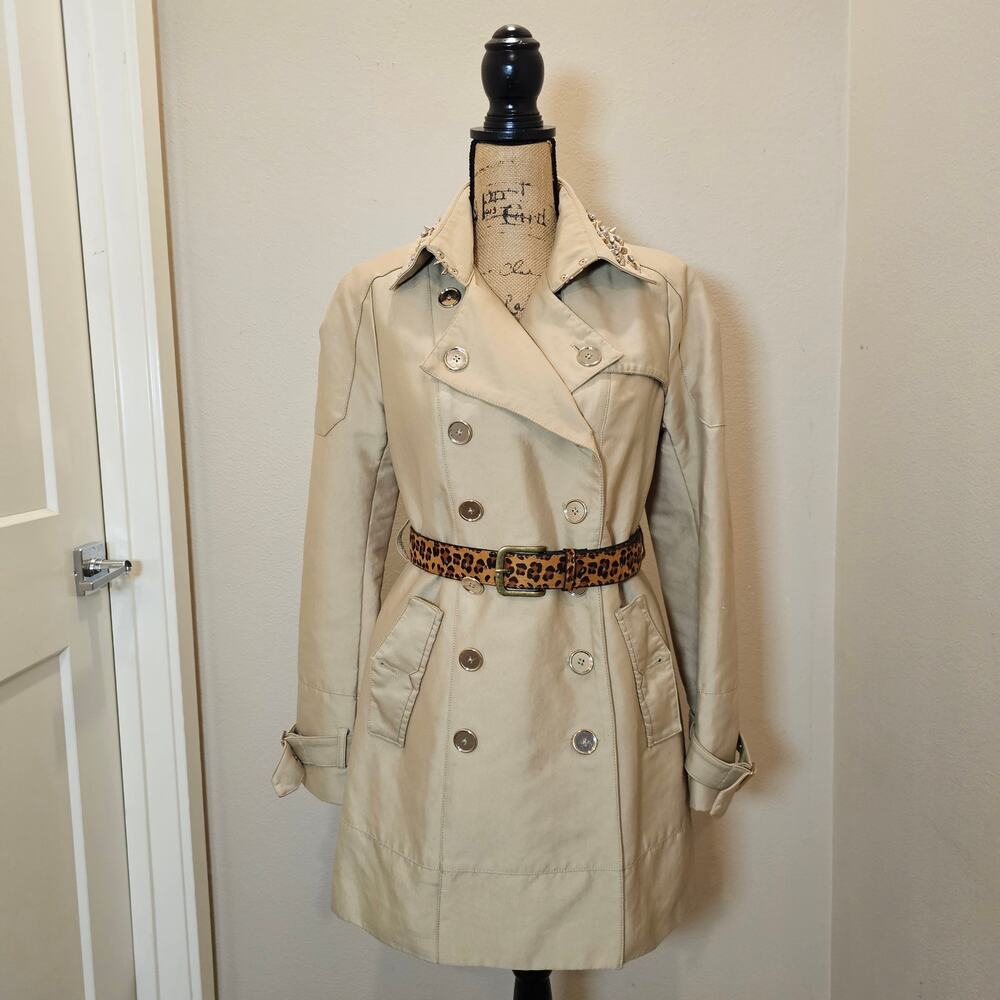 Sam Eldelman Rhinestone Studded Trench Coat Size Small